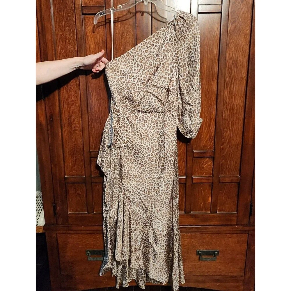 NWT J. Crew One-shoulder Ruffle-hem Dress In Leopard, Size 0